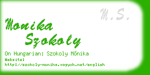 monika szokoly business card